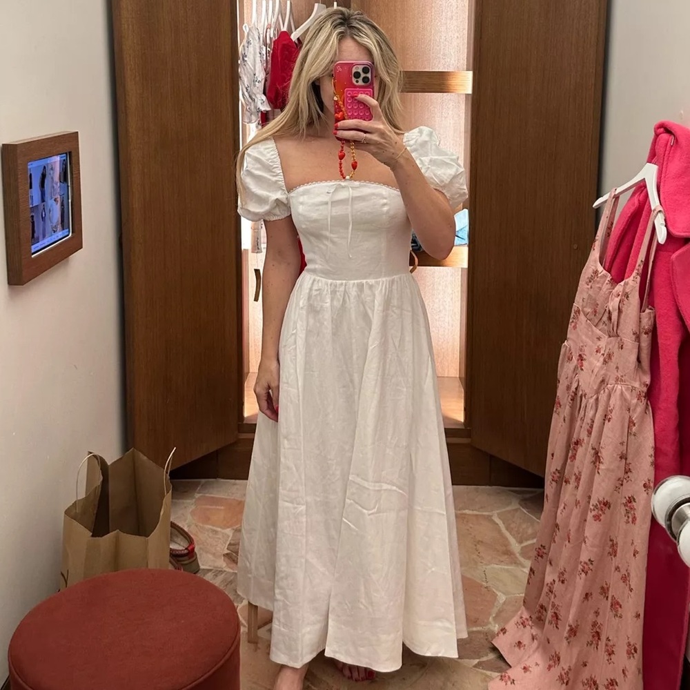 Reformation Marella Linen Dress White